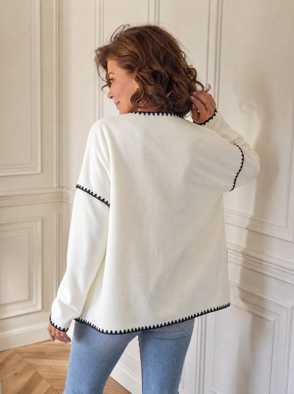 Contrast Trim Button Up Jacket - back