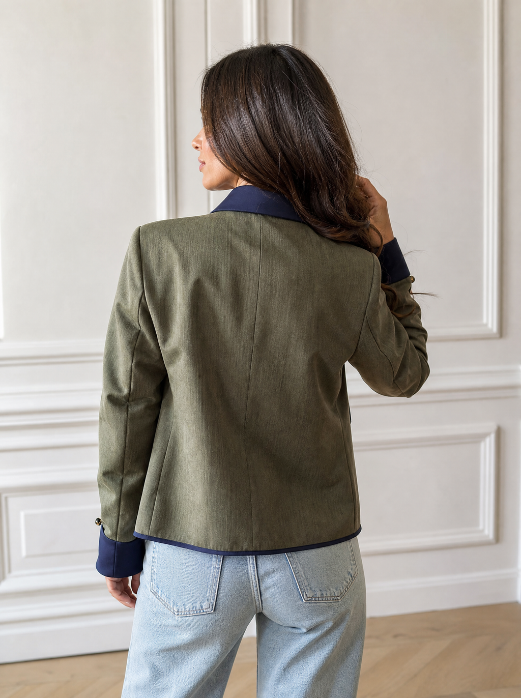 Contrast Trim Button-Up Jacket - back