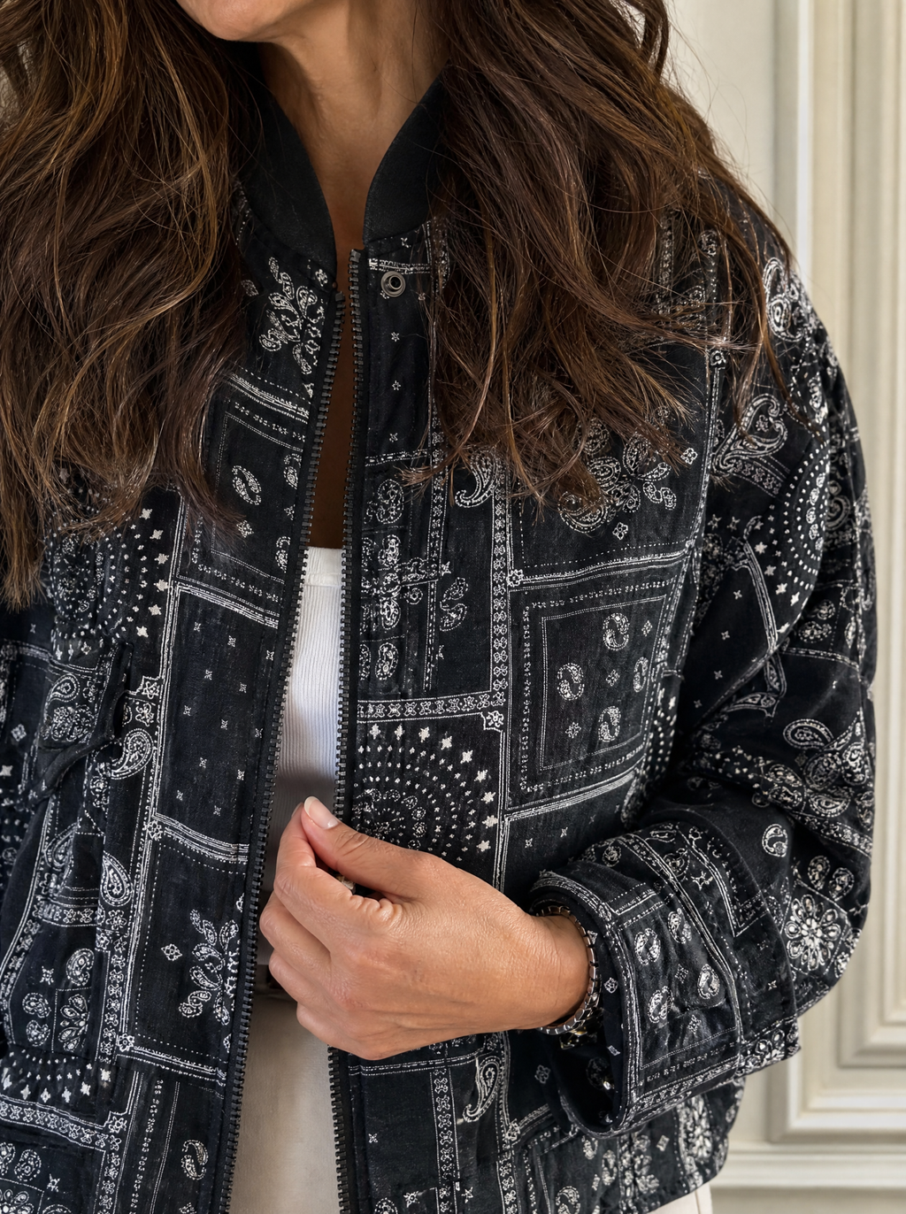 Printed Zip Up Jacket - detail