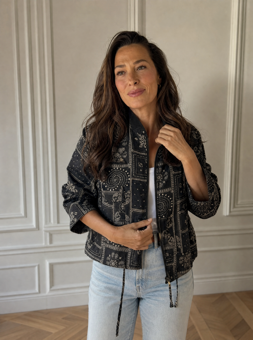 Printed Zip Up Jacket - front