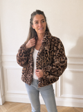 Leopard Faux Fur Cropped Jacket - front