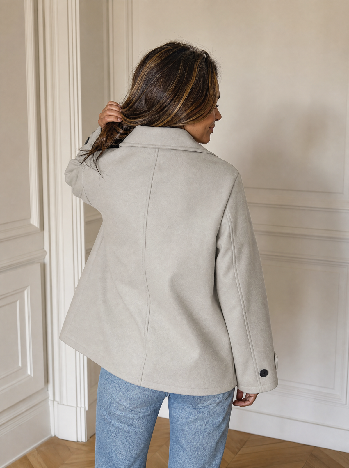 Double-Breasted Wool Blend Outerwear - back