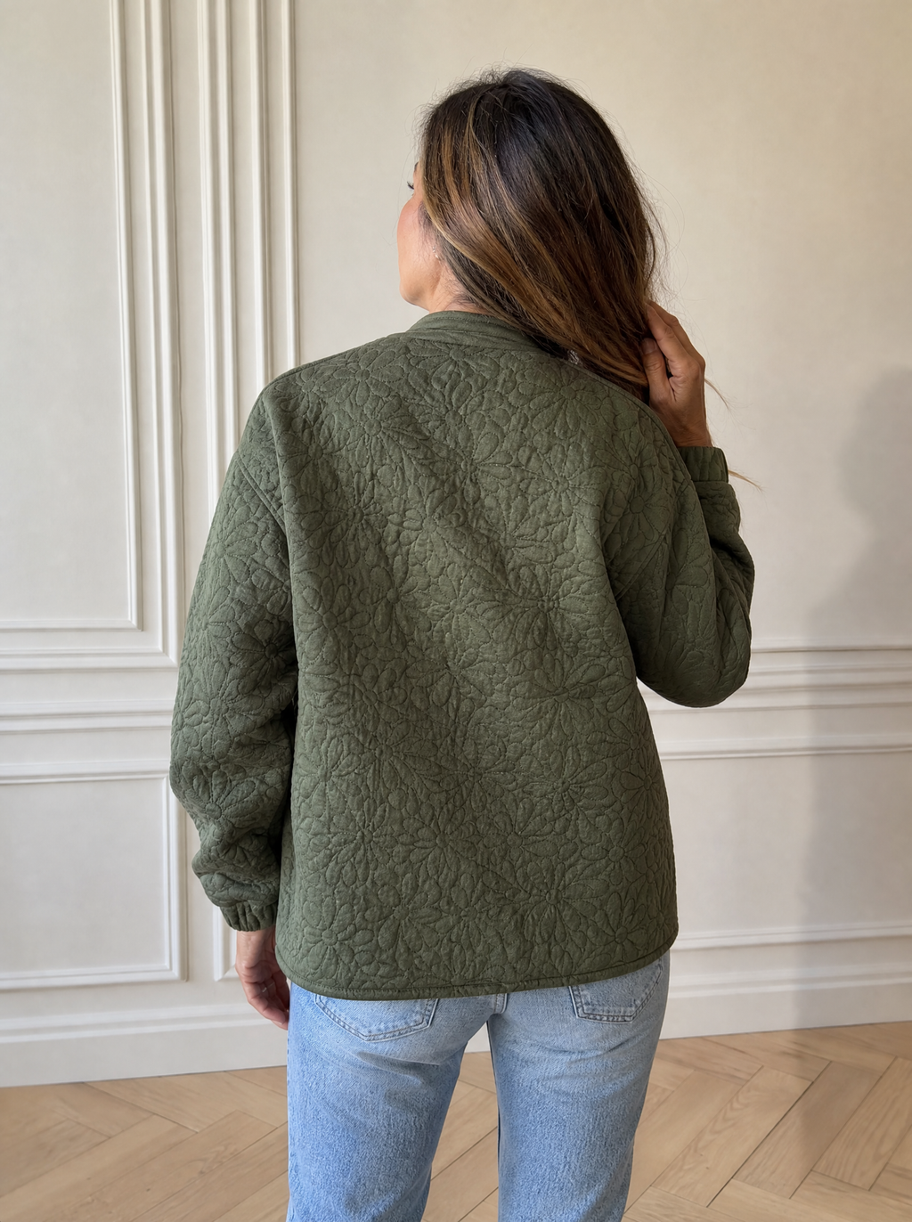 Floral Quilted Zip Up Jacket - back