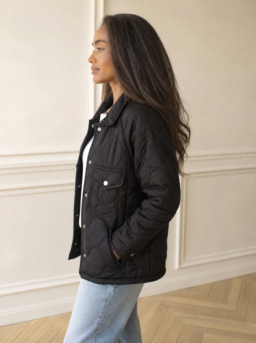 Quilted Snap-Down Casual Jacket - side