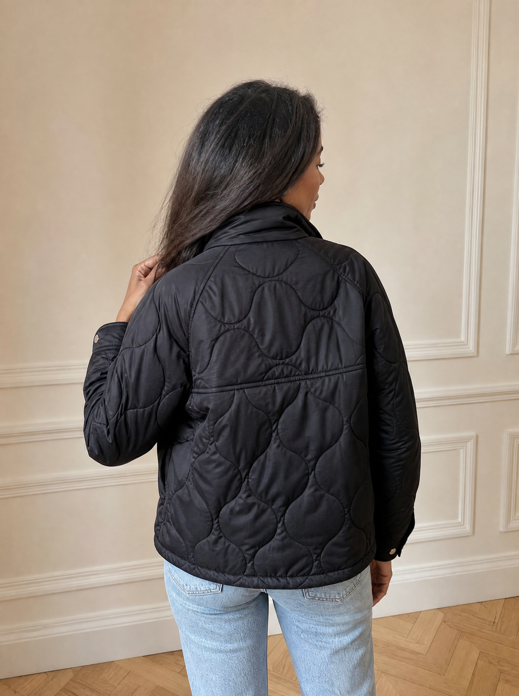 Quilted Snap-Down Casual Jacket - back