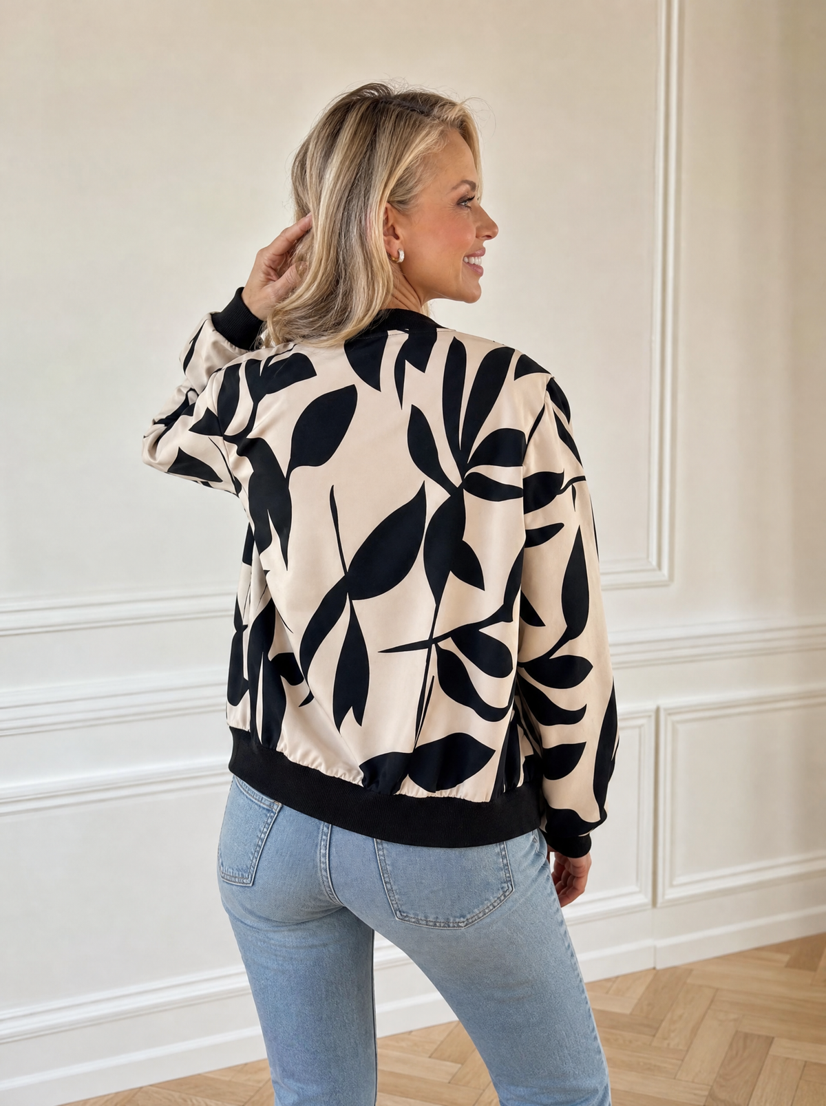Printed Zip Up Long Sleeve Jacket - back