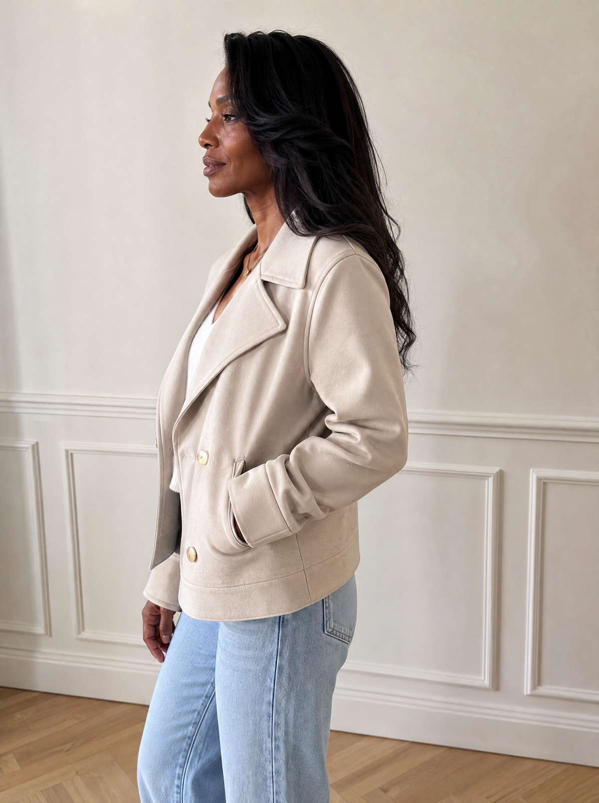Double-Breasted Lapel Collar Jacket - side