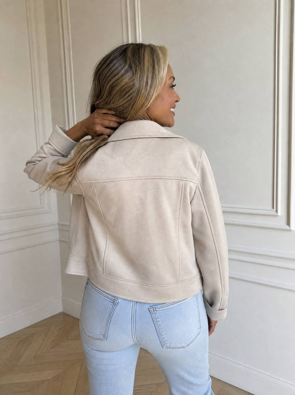 Chic Double-Breasted Cropped Jacket - back