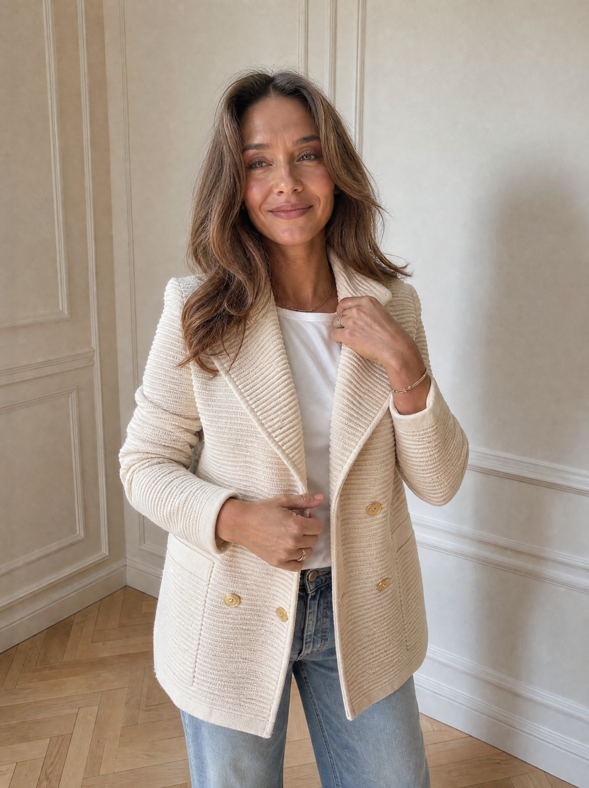 Double-Breasted Textured Jacket - front