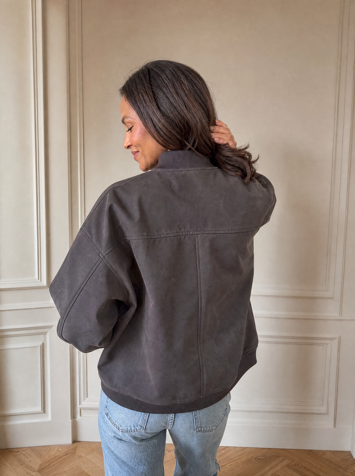 Zip Up Dropped Shoulder Jacket - back