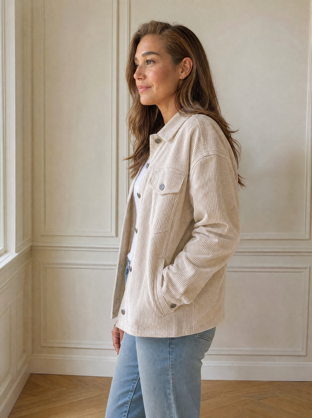Corduroy Button-Down Shacket - side