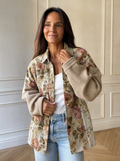 Floral Button Up Long Sleeve Shacket - front