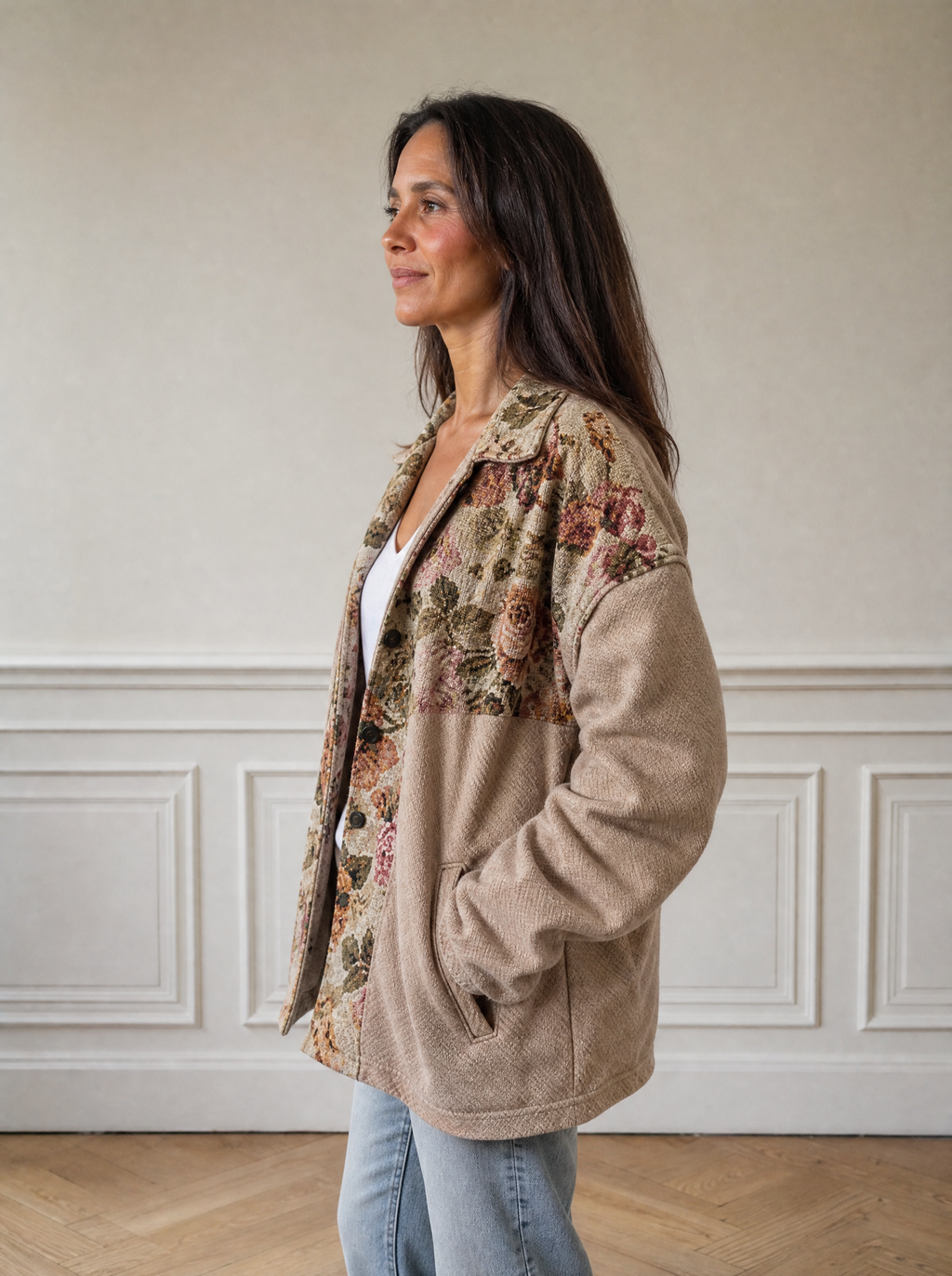 Floral Button Up Long Sleeve Shacket - side