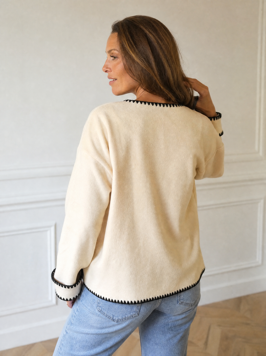 Contrast Trim Button Up Jacket - back