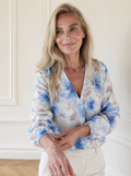 Floral Print Balloon Sleeve Blouse - front