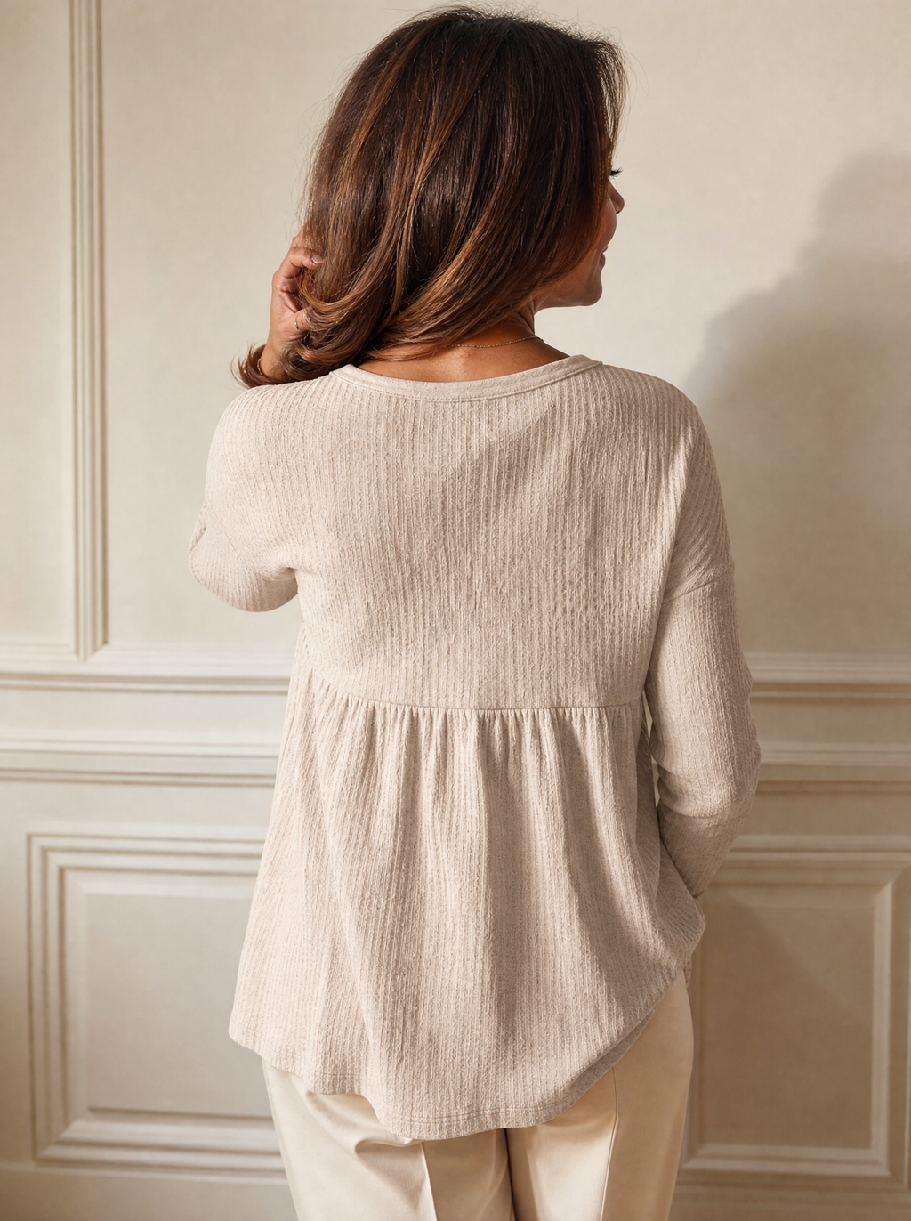 Button Detail Knitted Casual Top - back