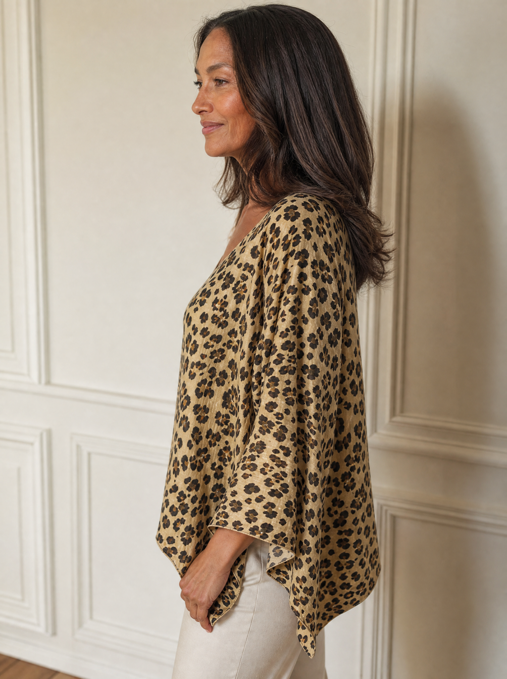 Full Size Leopard Print Asymmetrical Hem Top Plus Size - side