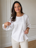 Full Size Decorative Button Tie-Front Blouse Plus Size - front