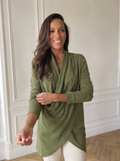 Full Size Wrap-Front Long Sleeve Blouse Plus Size - front