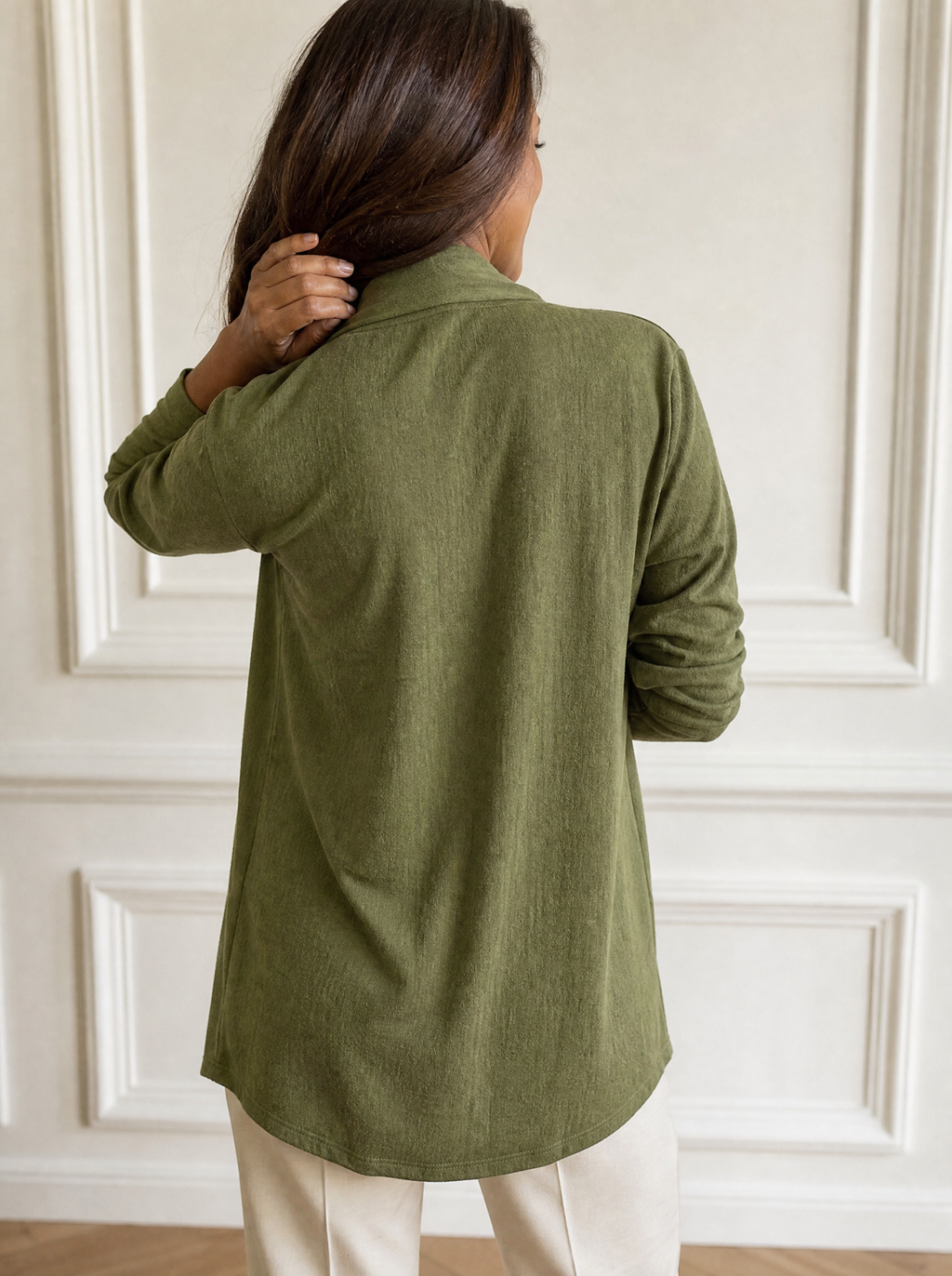 Full Size Wrap-Front Long Sleeve Blouse Plus Size - back