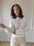 Crochet Knit Raglan Sleeve Sweater - front