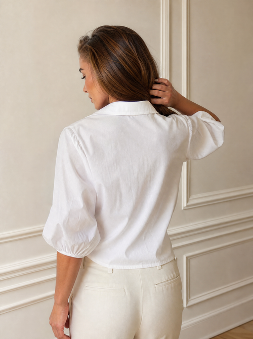Button-Down Shirt with Puff Sleeves - back